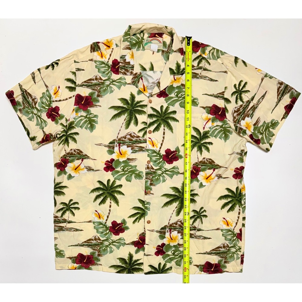 Paradise Found Mens 2XL Hawaiian Shirt Rayon Tropical Palm Made in Hawaii